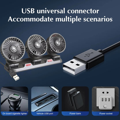 360 Adjustable 3 Head USB fan