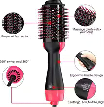 Hot Air Brush One Step Hair Dryer & Volumizer Hair Dryer Brush Negative Ion Generator For Straightening & Curling Hot Air Paddle
